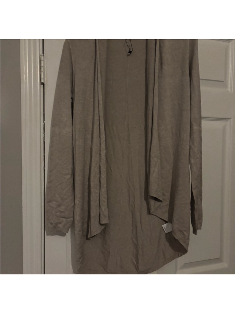 Express Light Taupe Open-Front Waterfall Cardigan